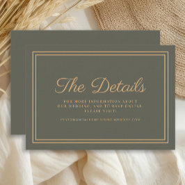 Recepción Tarjeta de detalles de boda en verde oliva