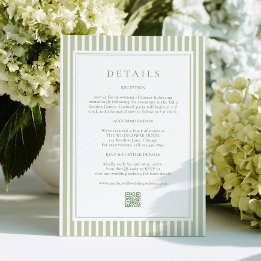 Recepción Tarjeta de Detalles de Boda en Verde Oliva Elegant