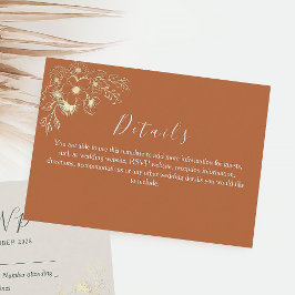 Recepción Tarjeta de Detalles de Boda en Verde Oliva y Terra
