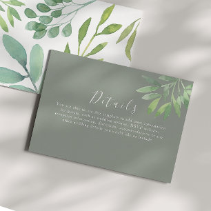 Recepción Tarjeta de Detalles de Boda en Verde Salvia