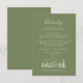 Recepción Tarjeta de detalles de boda en verde salvia oscuro