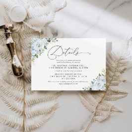 Recepción Tarjeta de detalles de boda floral azul romántico