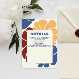 Recepción Tarjeta de detalles de boda floral boho chic retro