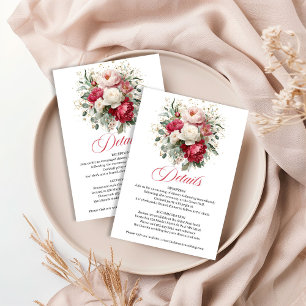 Recepción Tarjeta de detalles de boda floral boho de color b