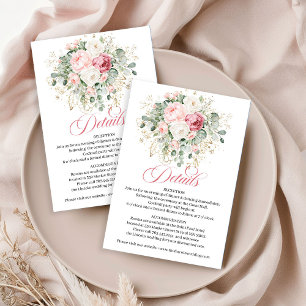 Recepción Tarjeta de Detalles de Boda Floral Boho Rosa
