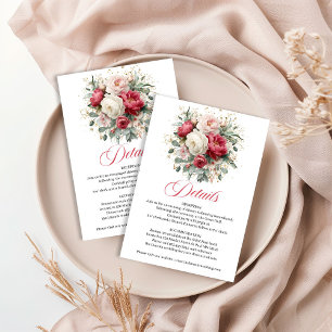 Recepción Tarjeta de Detalles de Boda Floral Borgoña Botánic