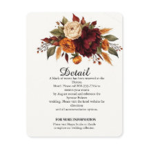 Tarjeta de Detalles de Boda Floral de Otoño Elegan