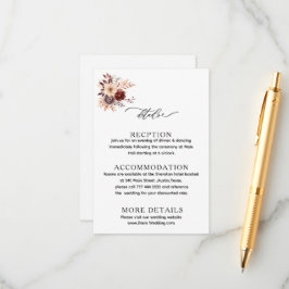 Recepción Tarjeta de detalles de boda floral de terracota