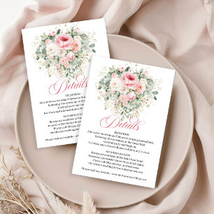 Recepción Tarjeta de Detalles de Boda Floral Dorado Airy Blu