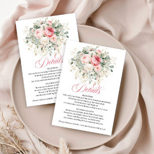 Recepción Tarjeta de Detalles de Boda Floral Dorado con Rubo