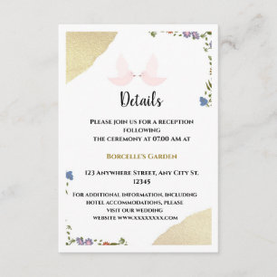 Recepción Tarjeta de Detalles de Boda Floral Elegante (Tarje