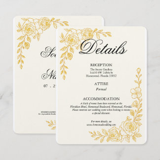 Recepción Tarjeta de detalles de boda floral 'Lenguaje del a
