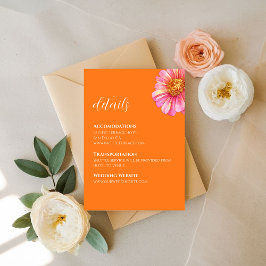 Recepción Tarjeta de Detalles de Boda Floral Naranja Colorid