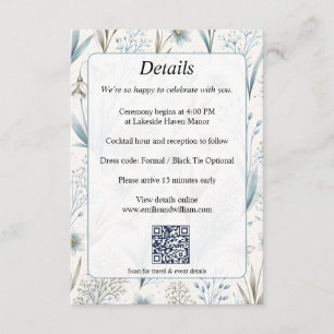 Recepción Tarjeta de Detalles de Boda Floral Nórdica Turques