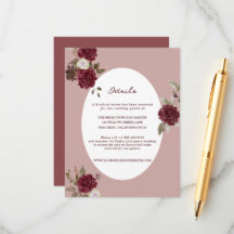 Tarjeta de Detalles de Boda Floral Otoñal Malhumor