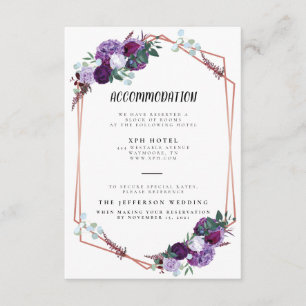 Recepción Tarjeta de Detalles de Boda Floral Púrpura