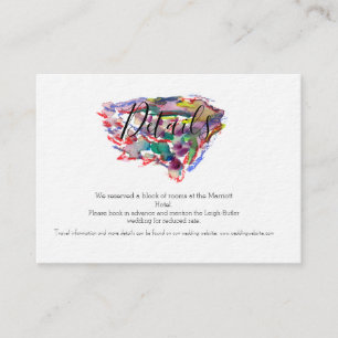 Recepción Tarjeta de detalles de boda floral púrpura acuarel