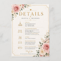 Tarjeta de Detalles de Boda Floral Rosa Rubor | Ac