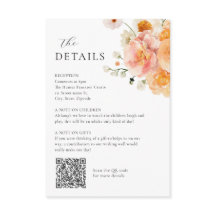 Tarjeta de Detalles de Boda Floral Rosa y Melocotó