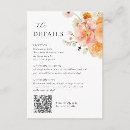 Recepción Tarjeta de Detalles de Boda Floral Rosa y Melocotó