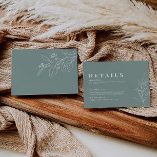 Recepción Tarjeta de detalles de boda Floral Sage Green