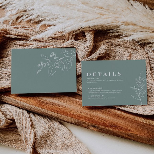 Recepción Tarjeta de detalles de boda Floral Sage Green (Subido por el creador)
