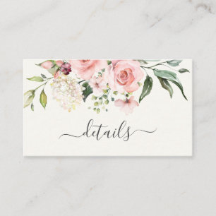 Recepción Tarjeta de detalles de boda floral sonrosado - Cre