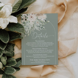Recepción Tarjeta de Detalles de Boda Floral Verde Sage Boho