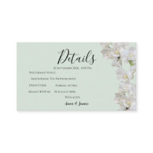 Tarjeta de detalles de boda floral verde salvia