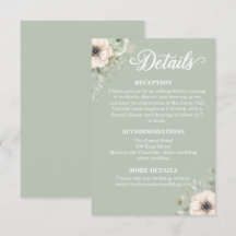 Tarjeta de detalles de boda floral verde salvia An