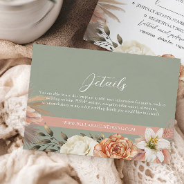 Recepción Tarjeta de Detalles de Boda Floral Verde y Melocot