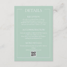 Recepción Tarjeta de detalles de boda formal verde