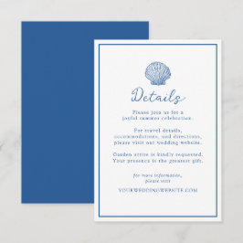 Recepción Tarjeta de Detalles de Boda French Blue Concha de
