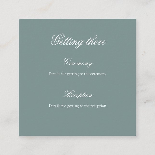 Recepción Tarjeta de Detalles de Boda "Getting There" de Sag (Anverso)