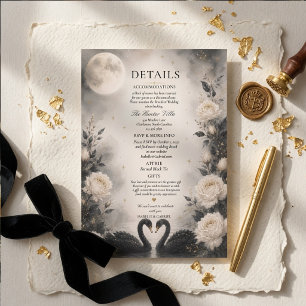 Recepción Tarjeta de Detalles de Boda Gótica Cisne Negro a l