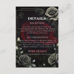 Recepción Tarjeta de Detalles de Boda Gótica de Halloween