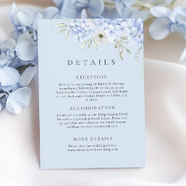 Recepción Tarjeta de detalles de boda Hydrangea Blue