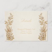 Tarjeta de Detalles de Boda Ivory Gold Elegante Cl