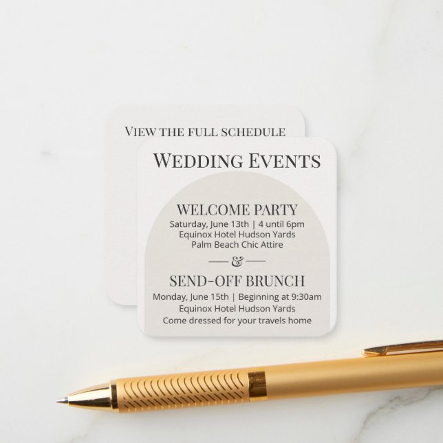 Recepción Tarjeta de Detalles de Boda Judía Moderna Arch (Anverso/Reverso In Situ)