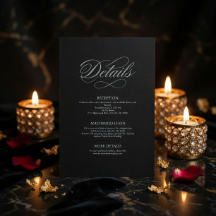 Recepción Tarjeta de Detalles de Boda Luxury Dark Slate   El