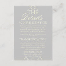 Tarjeta de Detalles de Boda Marfil y Plata