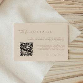 Recepción Tarjeta de Detalles de Boda Marrón Moderno con Cód