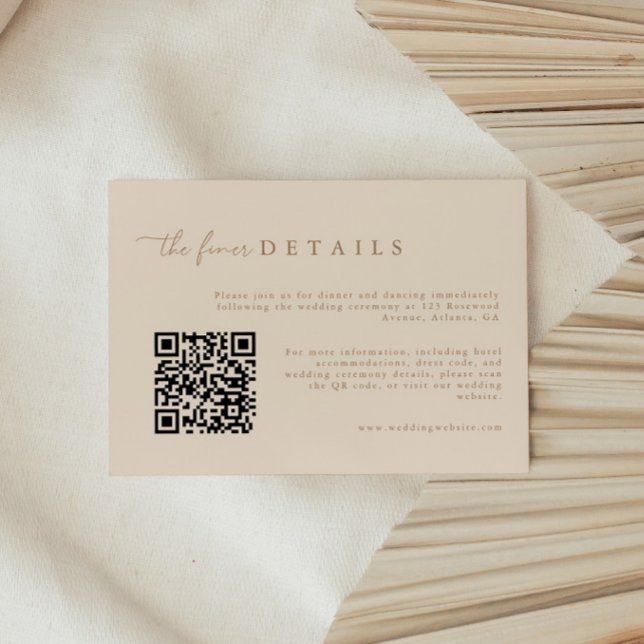 Recepción Tarjeta de Detalles de Boda Marrón Moderno con Cód (Subido por el creador)