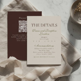 Recepción Tarjeta de detalles de boda marrón mousse moderna