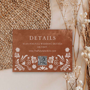 Recepción Tarjeta de Detalles de Boda Mexicana de Terracota