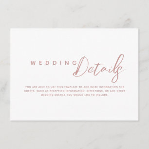 Recepción Tarjeta de Detalles de Boda Minimalista