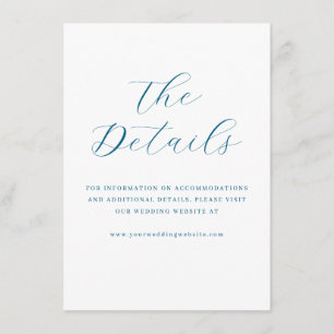 Recepción Tarjeta de Detalles de Boda Minimalista Azul Elega