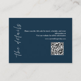 Recepción Tarjeta de detalles de boda minimalista azul marin