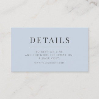 Recepción Tarjeta de detalles de boda minimalista | Azul pol