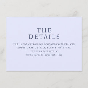 Recepción Tarjeta de Detalles de Boda Minimalista Azul Seren